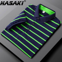 HASAKI New Men Polo Shirt Mens Striped Solid Polo homme Casual Short Sleeve Tops for Man Patchwork 100% Cotton Plus Size【READY STOCK - High Quality】