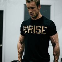 Mens Sport Gyms Running Shirt Casual T Shirt Fitness Bodybuilding Muscle Male Short Sleeve Shirts Cotton Tee Tops