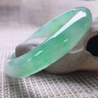 ♗ Natural Burmese Jade Ice Light Green Bracelet Elegant Princess Jewelry Mom Girlfriend Bangles Accessories