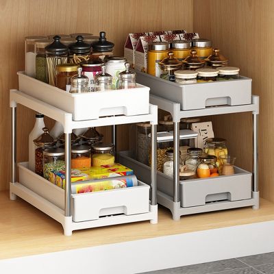 Kitchen Spice Rack Drawer Shelf Kitchen Cupboards Organizer Pull Out Type Vegetable Fruit Storage Basket Drawer