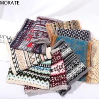 MORATE Unisex แฟชั่น พลัสกำมะหยี่ คอ ปลอกคอ คริสต์มาส สนับแข้ง Bandana ผ้าพันคอถักนิตติ้ง ผ้าพันคอ ที่คาดผม