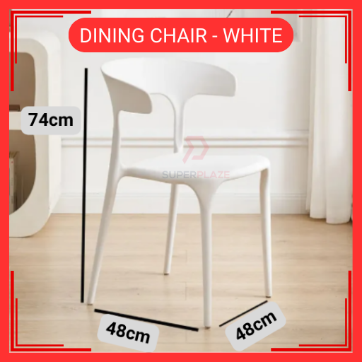 White Color Plastic Horn Chair Leisure Dining Room Chair Plastic