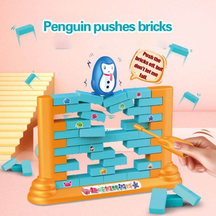 DYJJD Demolish Wall Penguin Push Wall Board Game Plastic Penguin