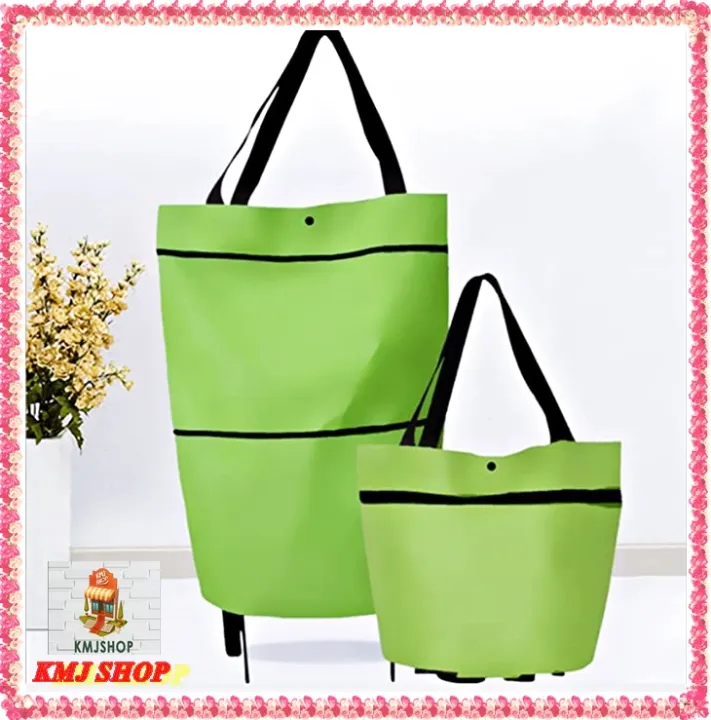 Foldable Shopping Bag with Wheels, Women's Foldable Colorful Shopping