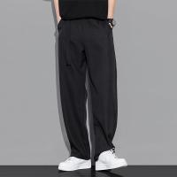 Factory Outlet Fast Shipping Early Autumn Vertical Casual Pants MenS Suit Ice Silk Wide -Leg Loose Straight