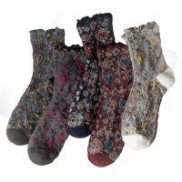 ☫  3 Pairs Long Cycling  Winter Socks Women Fashion Print Korean Cotton Socks Pack Street Style Harajuku Flowers Chaussettes Femme