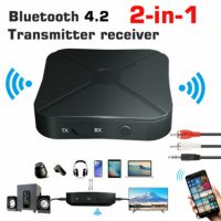 2 IN 1 Bluetooth 4.2 Receiver Transmitter Wireless Audio Adapter With 3.5MM AUX Jack RCA Stereo For Home TV MP3 PC Speaker