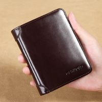 ZZOOI Classic Vertical Mens Wallets Vintage Genuine Leather Wallet for Women RFID Blocking Credit Card Holder Minimalism Money Clip