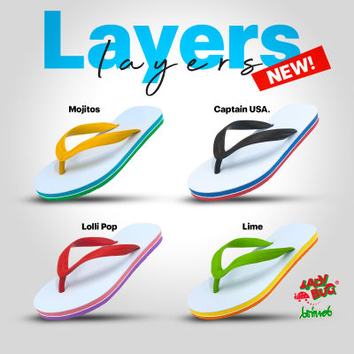 LadyBug รองเท้าแตะหูคีบ ตราเต่าทอง !!!! รุ่น Layers / สีใหม่สุดชิค / สินค้าจำนวนจำกัด