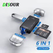 VAORLO Đầu Đọc Thẻ Mini Cầm Tay 6 Trong 1 Bộ Chuyển Đổi OTG Đầu Cắm Micro