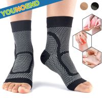 1Pair Sports Ankle Brace Compression Sleeves - Relieves Achilles Tendonitis Foot Pain Plantar Fasciitis Sock Foot Arch Support