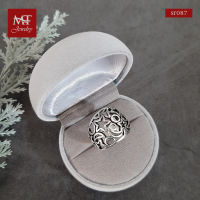 MT แหวนเงินแท้ รูปดาวเดือน ฉลุลาย งานรมดำ ไซส์ : 51 Solid 925 Sterling Silver Ring (sr087) MT Jewelry มณีธารา