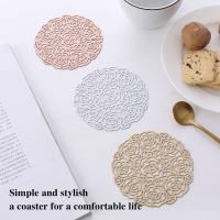 Hollow PVC Bronzing Coaster Table Mat For Coffee Tables Christmas Kitchen Cup Accessories Pads Decoration Tableware U3M2