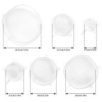 6ชิ้นฝาแบบยืดได้ปลอกซิลิโคนสำหรับไมโครเวฟอาหารในครัวฝาซิลิโคนยืดหยุ่นใช้ได้ทั่วไป BXG3721อุปกรณ์จัดเก็บอาหาร