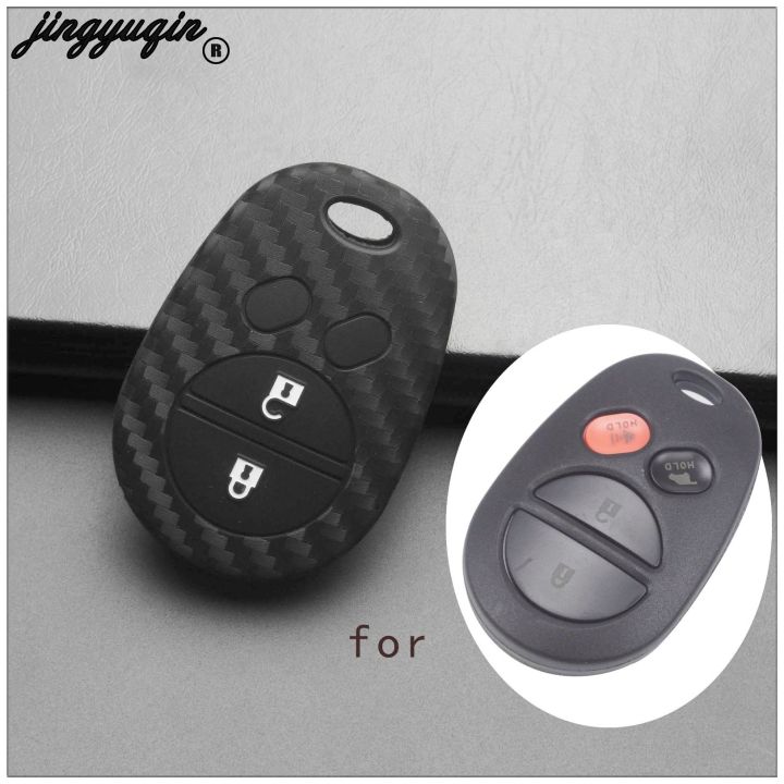 dfthrghd-jingyuqin-carbon-fiber-silicone-car-key-case-fob-cover-for-toyota-sienna-tundra-sequoia-holder-protected-cover-keychain