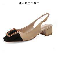 [A alamode]✦ Martini ย้อนยุคเกาหลีแอปริคอทปิดที่ดีงามรองเท้าสำนักงานสำหรับสุภาพสตรีที่มีรองเท้าส้นตึก2นิ้ว