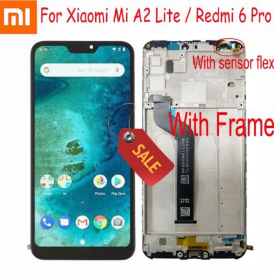 100% ทดสอบการทำงาน Xiaomi Mi A2 Lite 5.84 "ชิ้นส่วนจอสัมผัสแอลซีดีของเครื่องแปลงดิจิทัลสำหรับ Redmi 6 Pro เซ็นเซอร์แบบมีกรอบ Pantalla