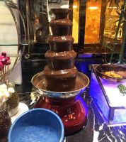 น้ำพุช็อกโกแลต5ชั้น ฟองดูว์ช็อกโกแลตไฟฟ้า5ชั้น Chocolate Waterfall Stoveเครื่องทำความร้อนละลายช็อกโกแลตสแตนเลส, ความจุขนาดใหญ่