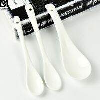 Pure white ceramic spoon  bone china  household soup spoon  gift tableware  coffee spoon Serving Utensils