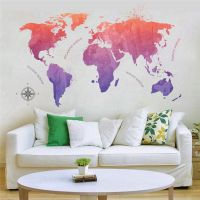 Colorful World Map Wall Stickers For Shop Office Living Room Home Decor Global Maps Mural Art Diy Pvc Wall Decal Poster