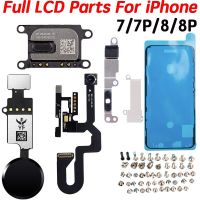 LCD ชิ้นส่วนขนาดเล็กสําหรับ iPhone 7 7P 8 Plus f กล้องด้านหน้าปุ่มโฮมปุ่ม Flex Cable Ear Speaker พร้อมสกรูครบชุดซ่อม Replcament