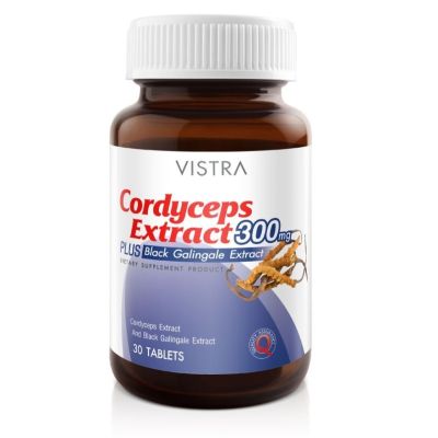 VISTRA CORDYCEPS EXTRACT 300 MG PLUS BLACK GALINGALE วิสทร้า สารสกัดจากถั่งเช่า 300 มก. และกระชายดำ 30 เม็ด (หมดอายุปี05/2024)