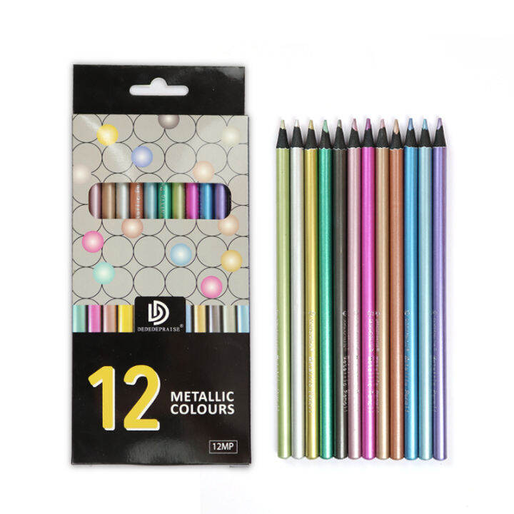 dededepraise-12-colours-colored-pencils-metallic-lapis-de-cor-black-wood-drawing-color-lead-pencils-for-art-painting-graffiti