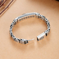 RetroSen Silver Men Bracelet Bangle Double Chain Peace Tattoo Personality Popular Chinese Style Retro Creative Lucky Money