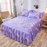 1pcs Floral Prints Ruffle Bed Skirt Quality Thicken Elastic Non-Slip Bedspreads Sheet Soft Mattress Cover No Pillowcase