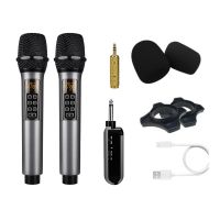 Wireless Microphone Professional Handheld 2 Channels UHF Mic Adjustable Band Reverberation for Stage Karaoke Party