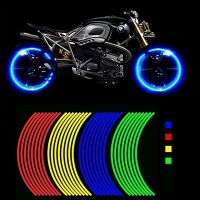 8Pcs/set Reflective Wheel Rims Stickers Motocross Bike Motorcycle Body Rim Stripe Tape Sticker Decorative Reflector Film Decals Decals  Emblems