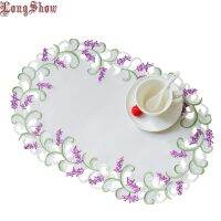 【CC】 Luxury Embroidered 30x45cm Oblong Oval Hollow-Out Cutwork Placemat