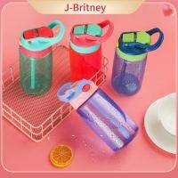 ขวดน้ำปลอดสาร BPA ขวดน้ำกันรั่วพร้อมถ้วยหลอดดูดของขวัญลายการ์ตูน J-BRITNEY 480มล.