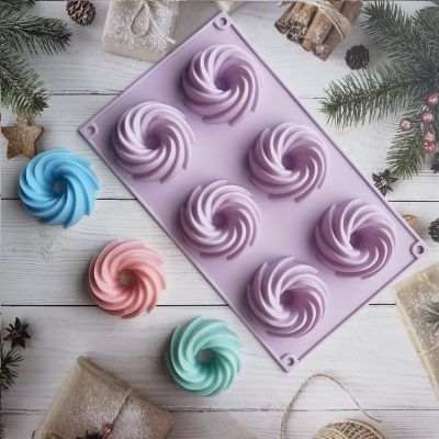 【YF】 8 Cavity Mini Spiral Shape Food Grade Silicone Cake Mold Pan 3d Fluted Mould Form Bread Bakery Baking Tools Bakeware