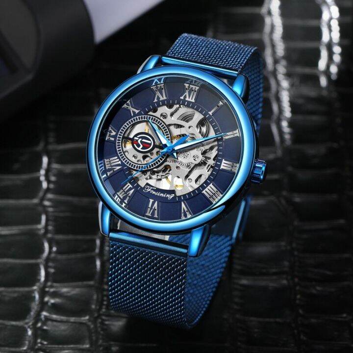 top-brand-forsining-skeleton-royal-retro-design-black-golden-dial-mechanical-watch-mesh-stainless-steel-band-luminous-wristwatch