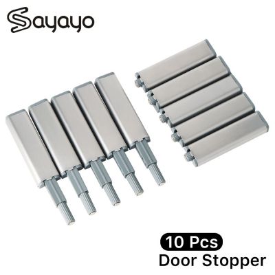 Sayao 10PCS Cabinet Door Stopper Stainless Steel Door Closer with Magnet Silent Touch Buffer Cabinet Door Lock Home Hardware Door Hardware Locks
