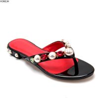 Women Flat Sandals Summer Shoes 2023 Brand Slip On Luxury Flip Flops Sandals Mature Ladies Black Designer Slippers