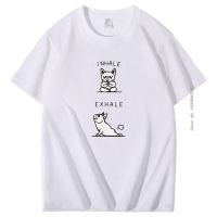 Yoga Dog Inhale Exhale Frenchie Fart Print Cotton T-shirt Hombre French Bulldog Yoga Animal Sports mens short sleeve t-shirt