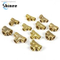 ۞№ 1Pc Pneumatic Brass Pipe fitting Male-Female Thread conversion connect 1/8 1/4 3/8 BSP Tee Type copper water oil gas adapter