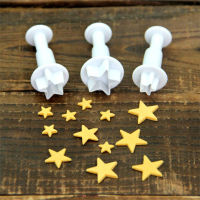 3ชิ้นเซ็ต Star Shape Fondant เค้กตกแต่ง Plunger บิสกิตคุกกี้เครื่องตัด Sugarcraft Diy แม่พิมพ์คริสต์มาสเค้กตกแต่ง Tools