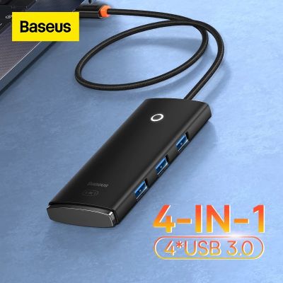 Baseus อะแดปเตอร์ฮับ 4 พอร์ต USB-A Type-C 4 in 1 พร้อมไฟแสดงสถานะ 500MB/s พอร์ต USB3.0 รองรับดิสก์ 4TB Type-C สําหรับแล็ปท็อป แท็บเล็ต Windows OS
