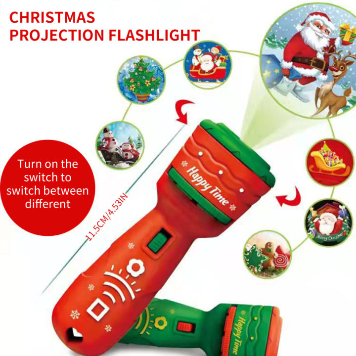 สไลด์โปรเจคเตอร์ไฟฉายฉายแสงร้อนขายของเล่นคริสต์มาสเด็กเรืองแสงของเล่นไฟฉายวันหยุดของเล่นเด็ก