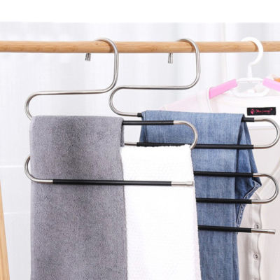 3 Layer Hanger Multi Trouser Storage Rack Adjustable Pants Tie Storage Shelf Closet Organizer Stainless Steel Clothes Hanger