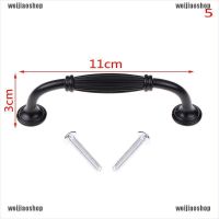 Weijiao2☆ 1Pc Alloy Black Door Knobs Cabinet Drawer Cupboard Furniture Kitchen Pull Handle