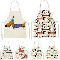 [TIN Household Products] 1Pcs ผ้ากันเปื้อนครัว Dachshund สัตว์พิมพ์แขนกุดน่ารัก Dachshund ผ้ากันเปื้อนสำหรับผู้ชายผู้หญิงเครื่องมือทำความสะอาดบ้าน55X68ซม. Tablier