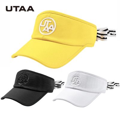 รุ่นดั้งเดิม UTAA หมวกกอล์ฟ2023หมวกกีฬาแฟชั่นหญิงการอาบแดดที่ได้รับการป้องกันมีหมวกโบผูกหมวกบังแดดกอล์ฟ