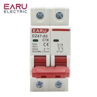 DZ47 2P 3A-63A 400V C Type Mini Circuit Breaker MCB Short Overload Circuit Protector 35mm Din Rail Mount Breaking Capacity 6KA