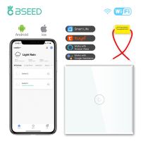 ♛✆☋ BSEED Smart Wifi Single Live Wall Touch Light Switches 1Gang Control With Tuya Smart Life Google Home No Neutral Wire