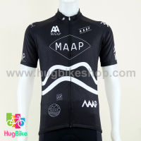 เสื้อจักรยานแขนสั้นทีม MAAP 16 (06) สีดำลายเส้นขาว