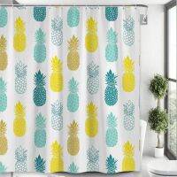 Tropical Fruits Pineapple Shower Curtain Yellow Blue Green Creative Design Simple Home Bathroom Decor Curtains Polyester Fabric